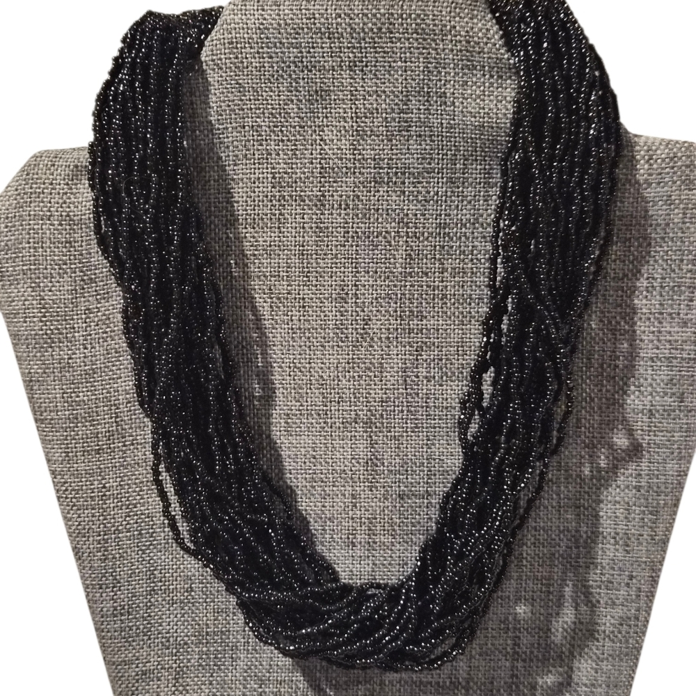 Elegant Black Beaded Necklace